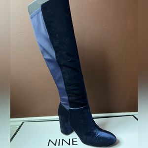Nine West Navy Blue Velvet Kandalabro Knee Boots